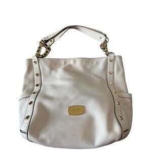 Michael Kors Delancy Tote Leather - White, Large